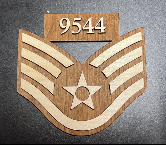 Air Force Promotion Gift - Wooden Stripes with stand-select from SRA-CMSgt