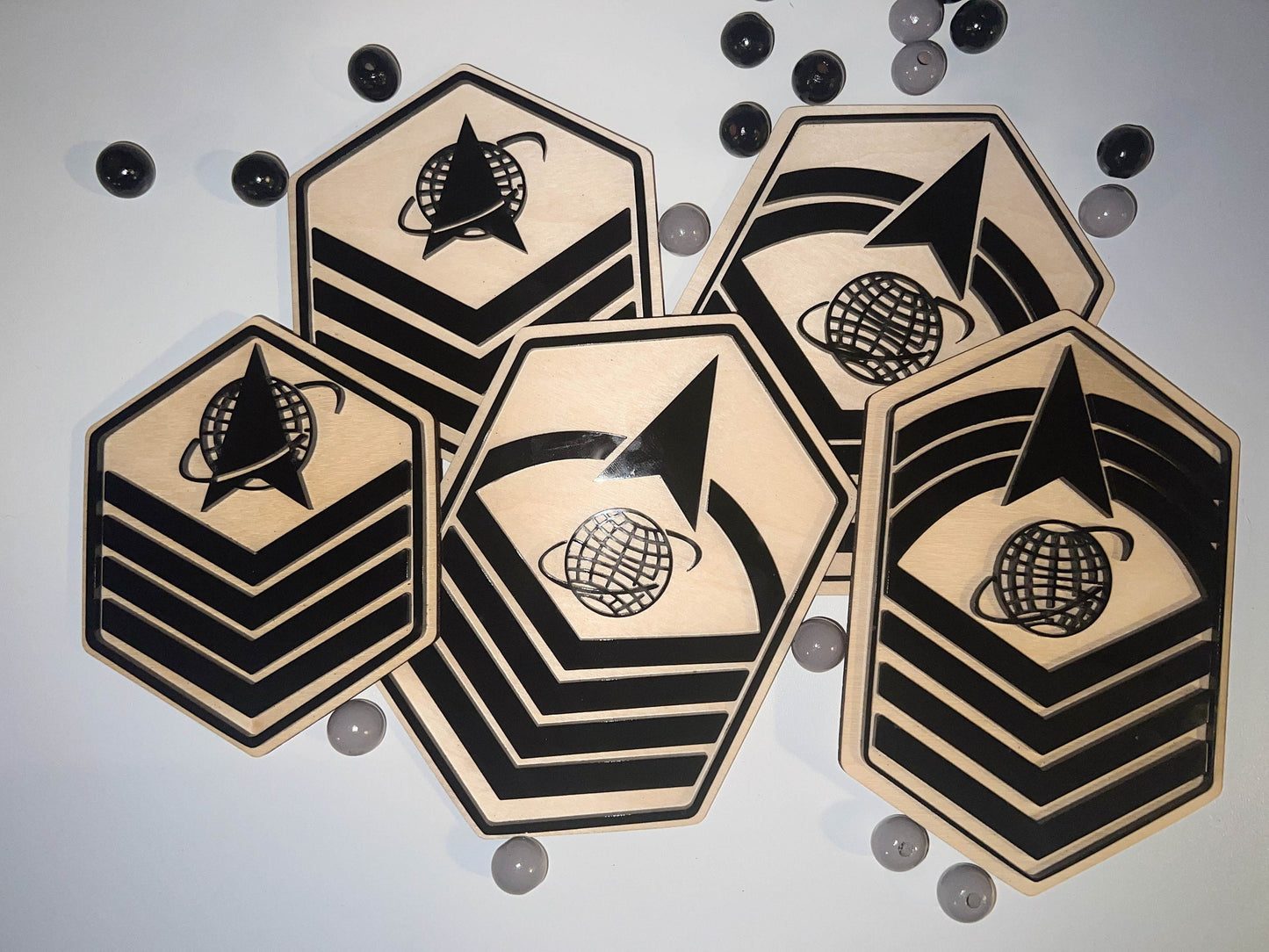 Space Force Promotion Gift - Wood with Acrylic Rank Momento - Includes stand