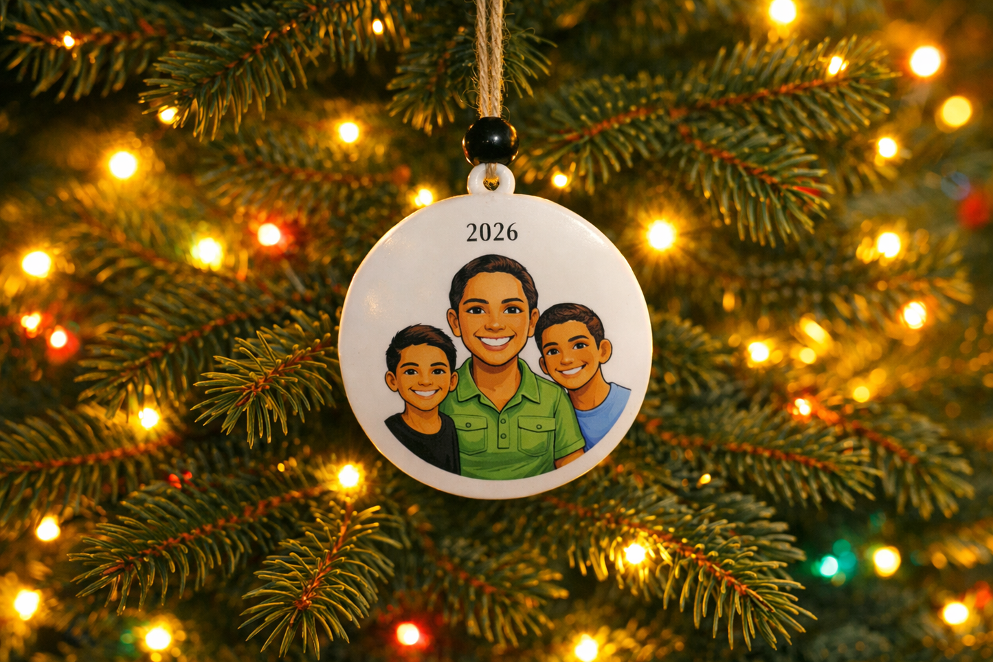 Custom Cartoon Portrait Ornament - Personalized Family Photo Ornament