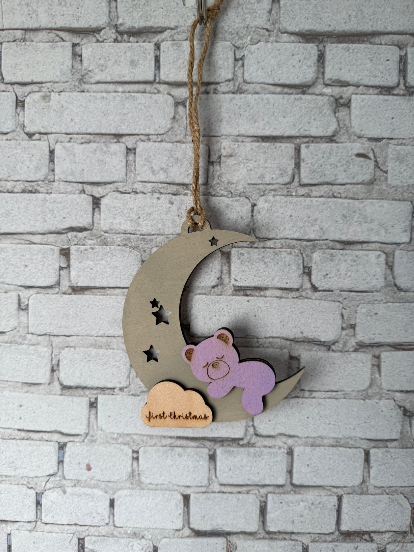 Baby's First Christmas-Bear on the moon-Baby Girl