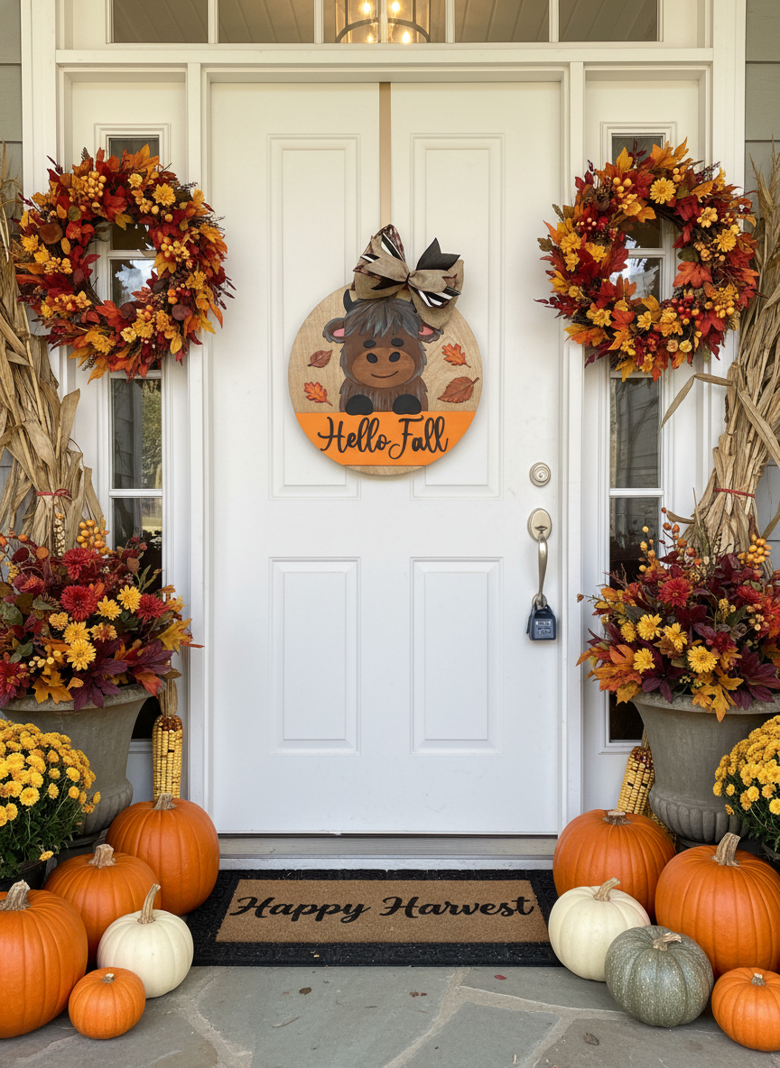 Hello Fall Highland Cow